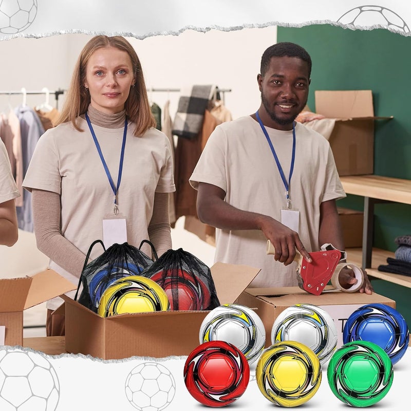 yasuwekik 6 Pack Operation Deflated Christmas Soccer Ball with Pump for Child,Items Bulk Deals Soccer Balls,Classic Soccer Balls with Mesh Sport Bag Pump Needle for Shoebox Gift Fillers Charity Donations - Image 5